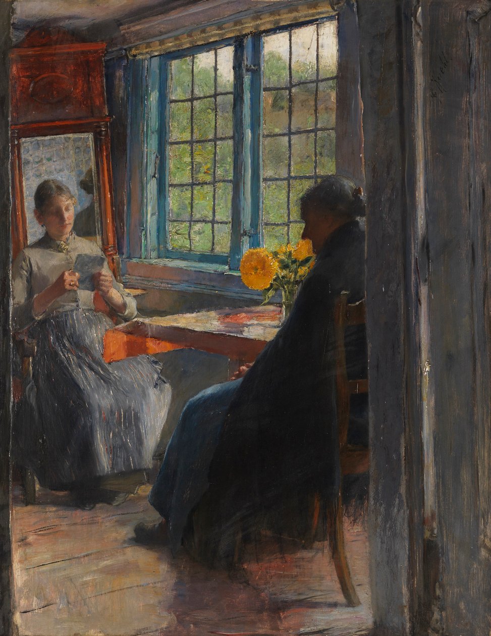Naiset puutarhan ikkunassa, c. 1890. tekijältä Gotthardt Kuehl