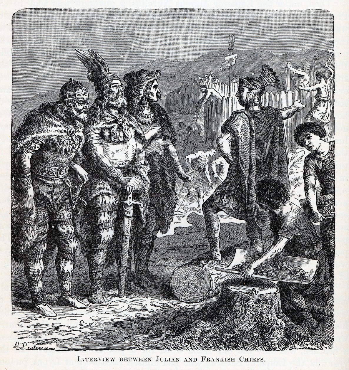 Julianuksen ja Frankish Chiefsin haastattelu, 1882 tekijältä Gottlob Heinrich Leutemann