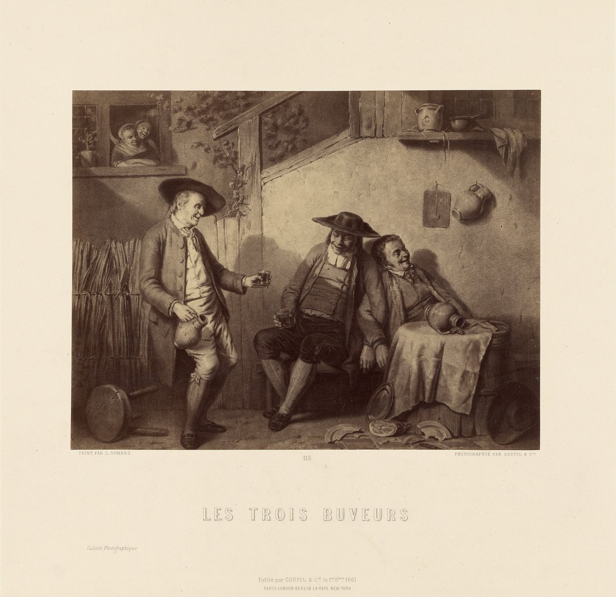 "The Three Drinkers" (Kolme juomaria), kirjoittanut L. Somers tekijältä Goupil and Cie.