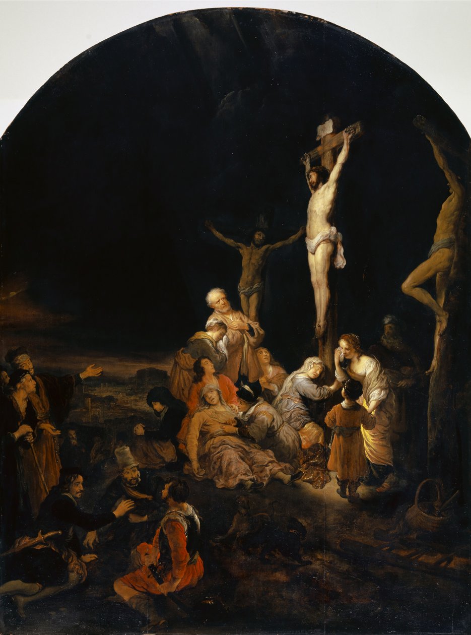 Golgata, 1649 (öljy tammipuulle) tekijältä Govaert Flinck