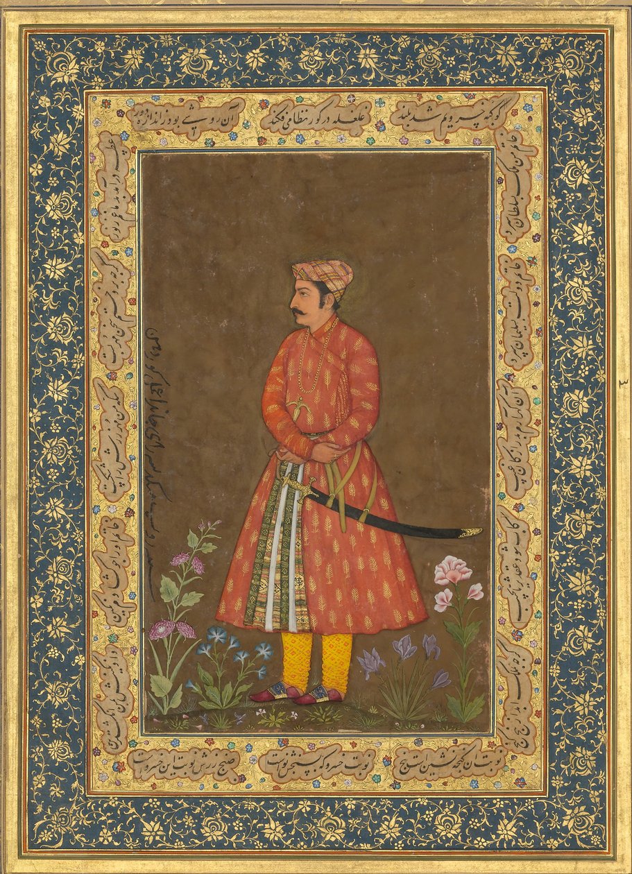 Rup Singhin muotokuva, Folio Shah Jahan -albumista, toissijainen: n. 1615-20, recto: n. 1500 tekijältä Govardhan