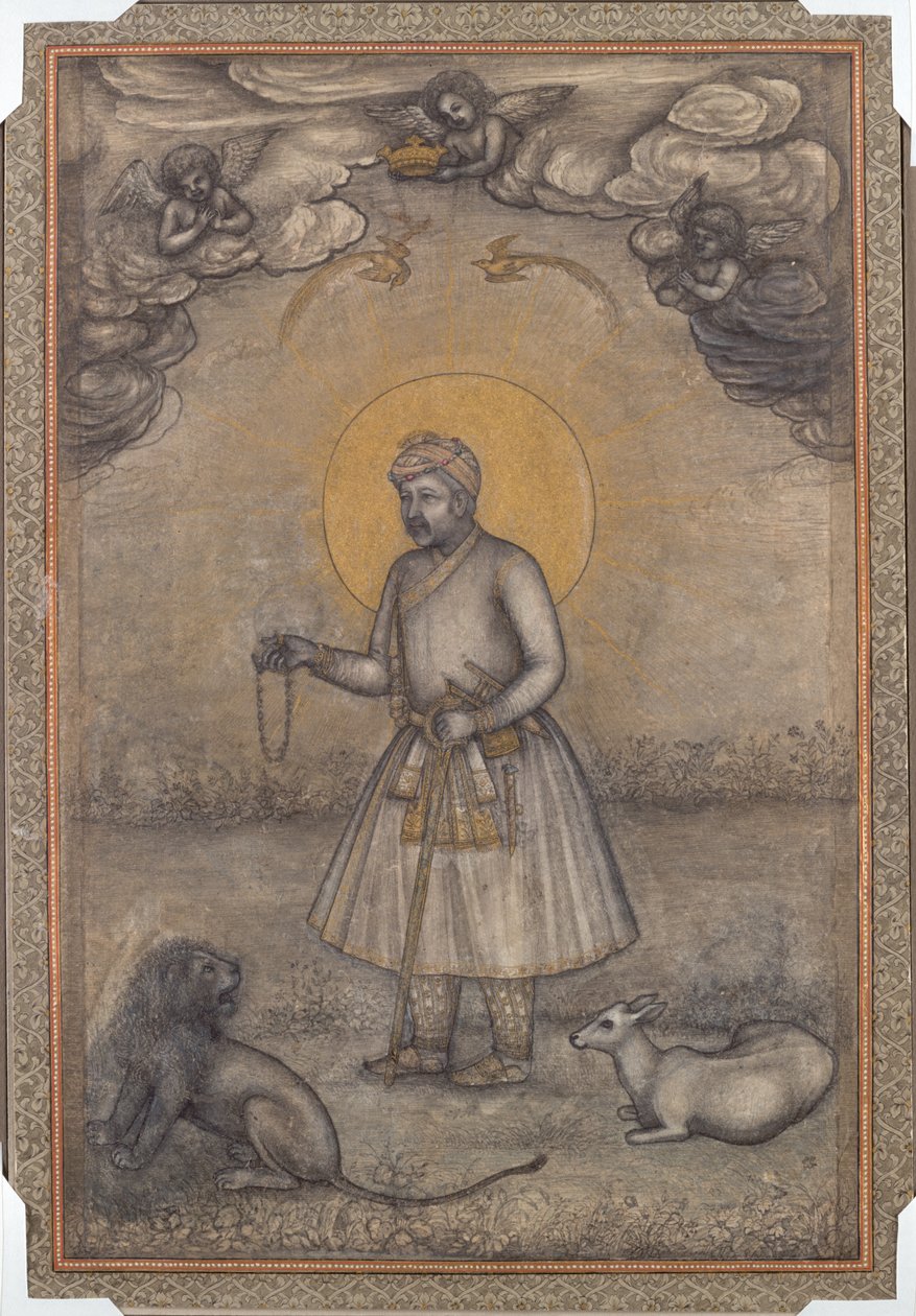Ikääntyneen Akbarin muotokuva, n. 1640-1650. tekijältä Govardhan