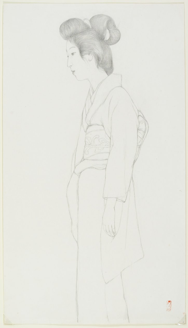 (Piirustus seisovasta naisesta), 1900-luvun alku tekijältä Goyo Hashiguchi
