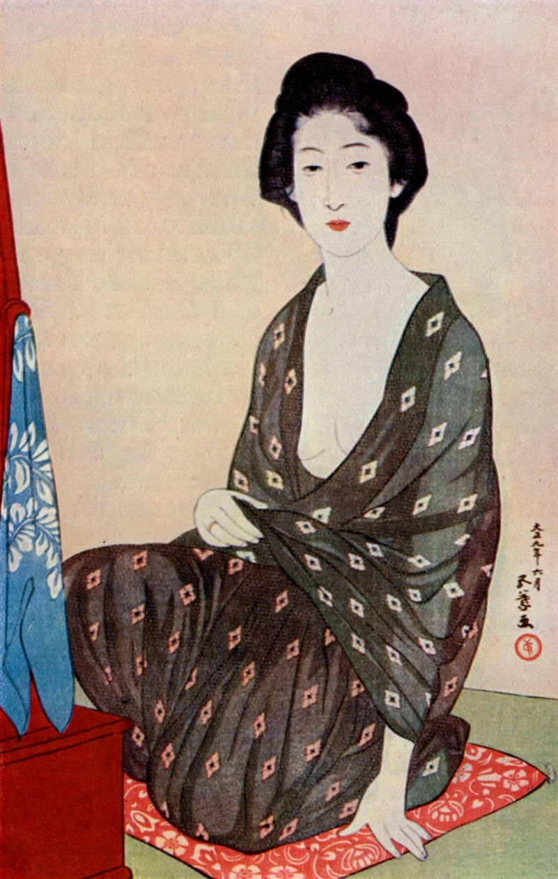 Japanilainen nainen kesävaatteissa, 1920 1930. tekijältä Goyo Hashiguchi