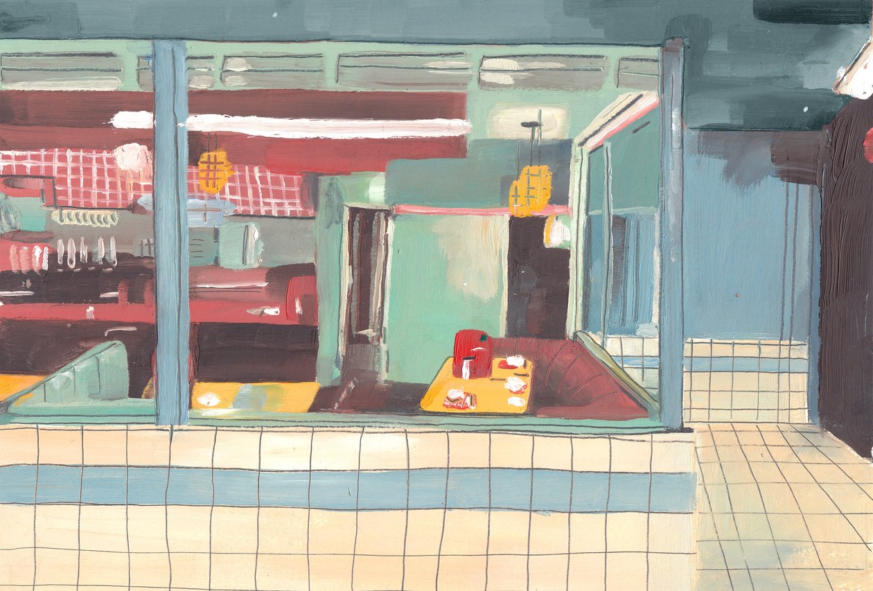 Diner, 2012 (öljy paperille) tekijältä Grace Helmer