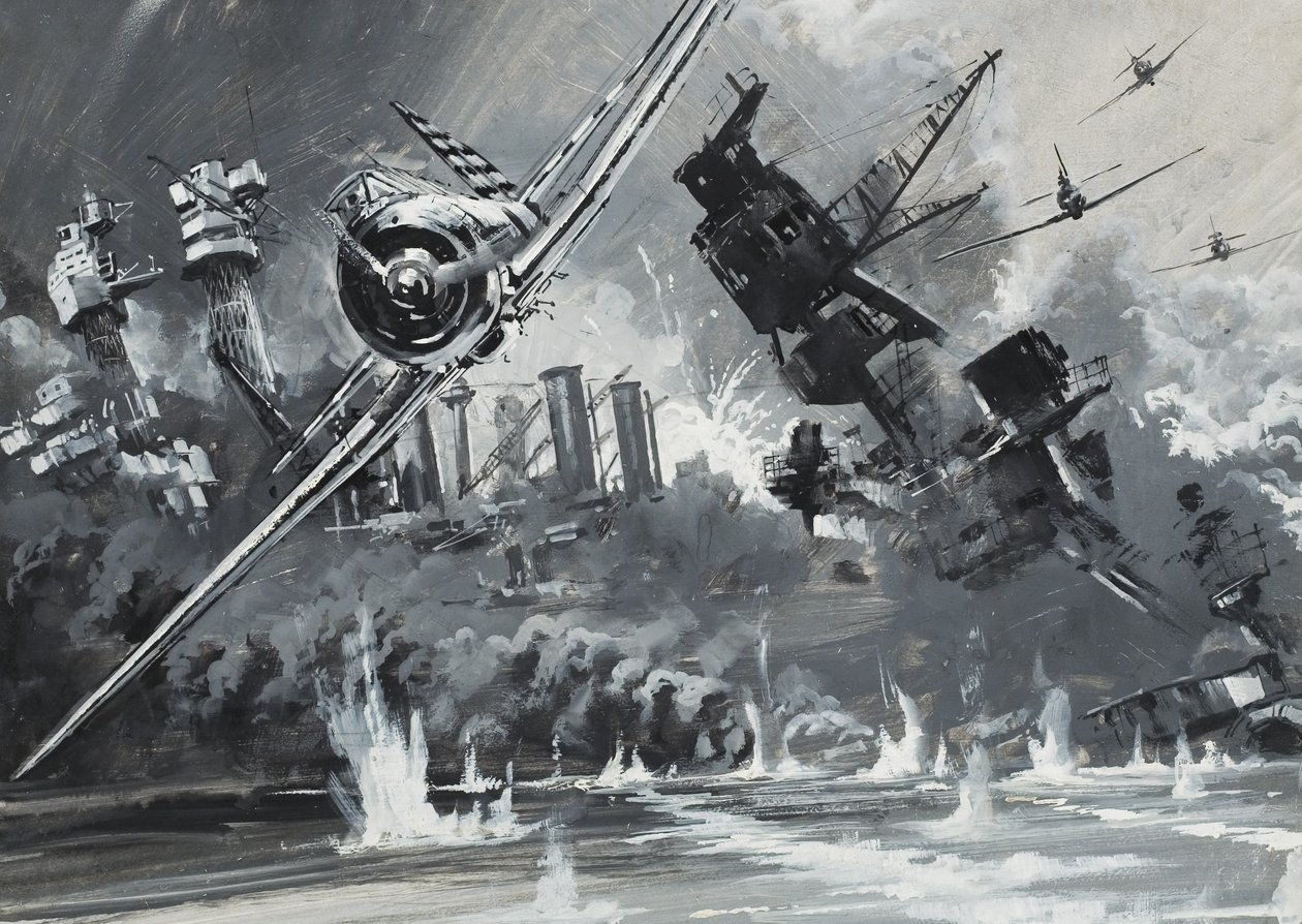 Pearl Harbour, 7. joulukuuta 1941 (guassia paperille). tekijältä Graham Coton