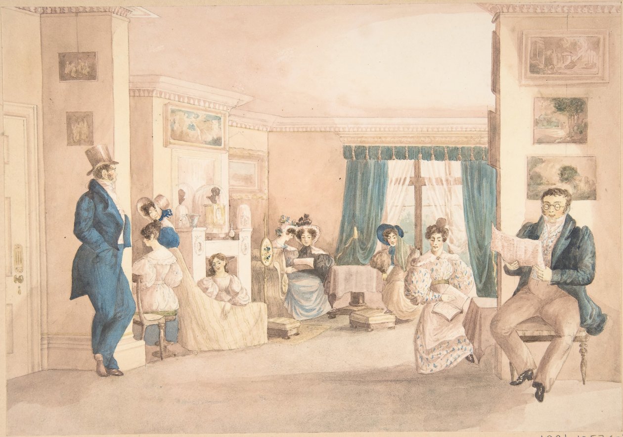 Sisustus Hattonissa, Warwickshiressä, 1820-30. tekijältä Granddaughters of Dr. Samuel Parr.