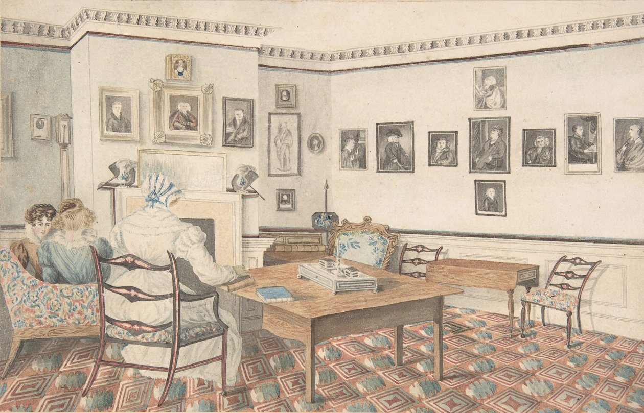 Drawing Room Hattonissa, Warwickshiressä, 1820-30. tekijältä Granddaughters of Dr. Samuel Parr.