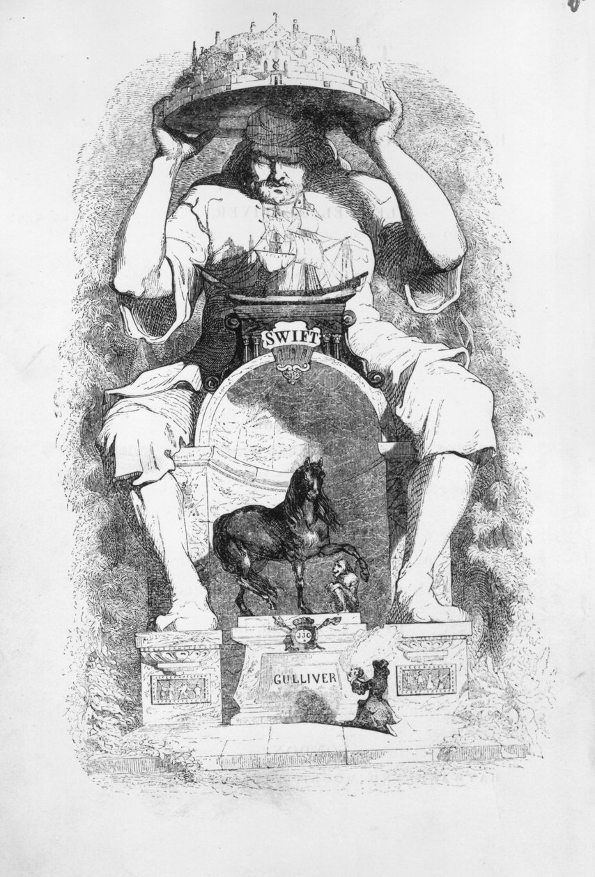 Jonathan Swiftin "Gulliverin matkat" -teoksen etukuva, 1838. tekijältä Grandville