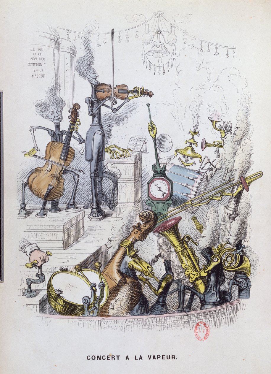 "The Steam Concert", karikatyyri nykymusiikista "Un Autre Monde", 1844 tekijältä Grandville