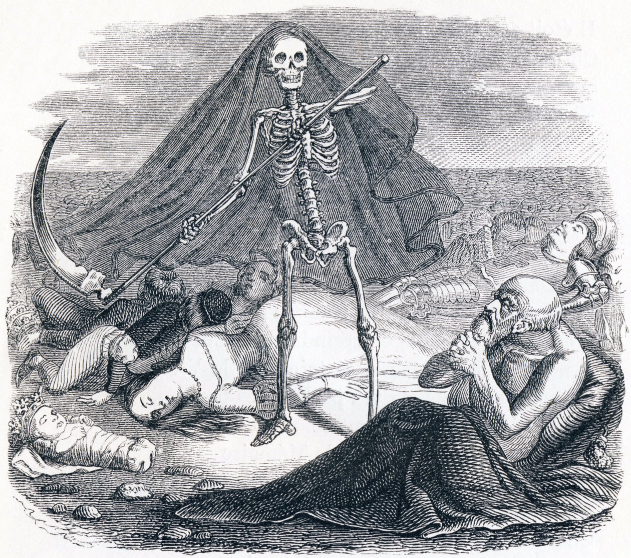 Kuolema ja kuoleva (Le mort et le mourant) - La Fontainen tarinoita tekijältä Grandville