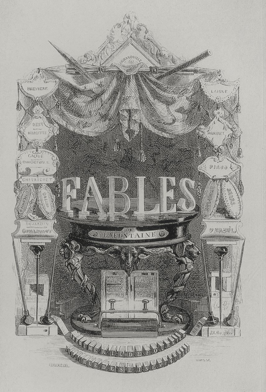 Fables de las Fountaine otsikkosivu tekijältä Grandville