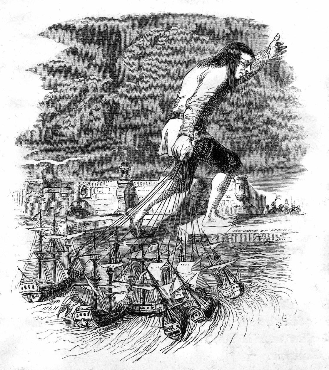 Jonathan Swiftin kirjoittaman Gulliverin matkat -kirjan kuvitus. tekijältä Grandville (1803 47)