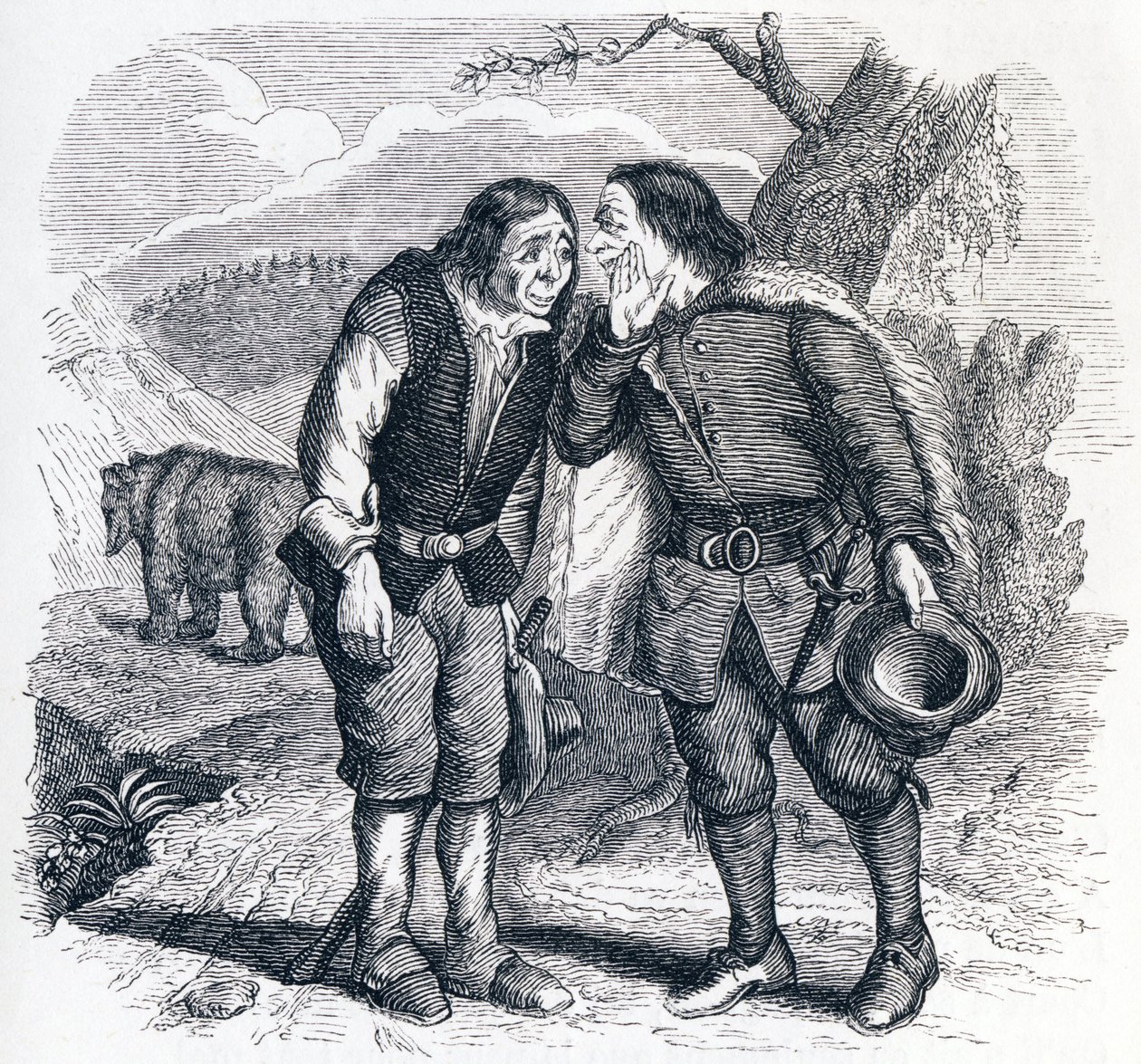 Karhu ja kaksi ystävää - La Fontainen Fables tekijältä Grandville