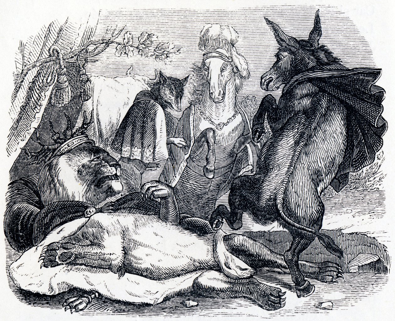 Vanha leijona - La Fontainen tarinoita tekijältä Grandville