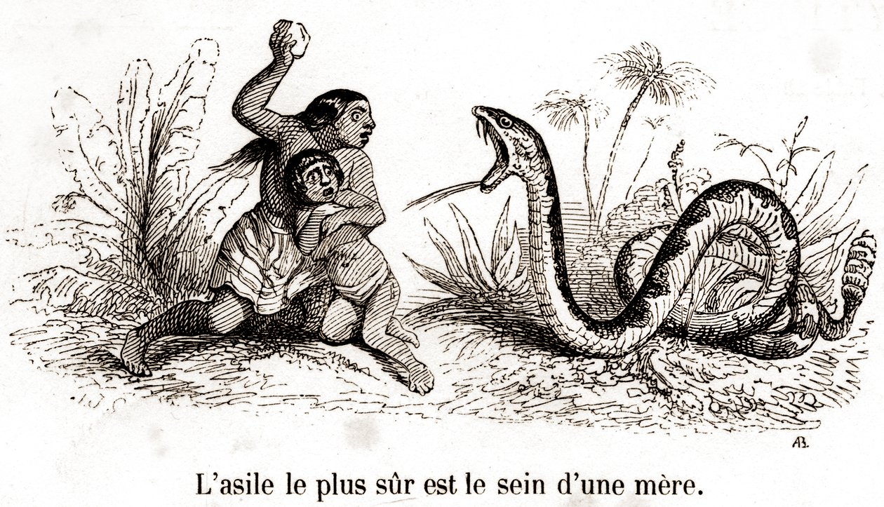 Turvallisin turvapaikka on äidin rinta - tekijältä Grandville (1803 47)