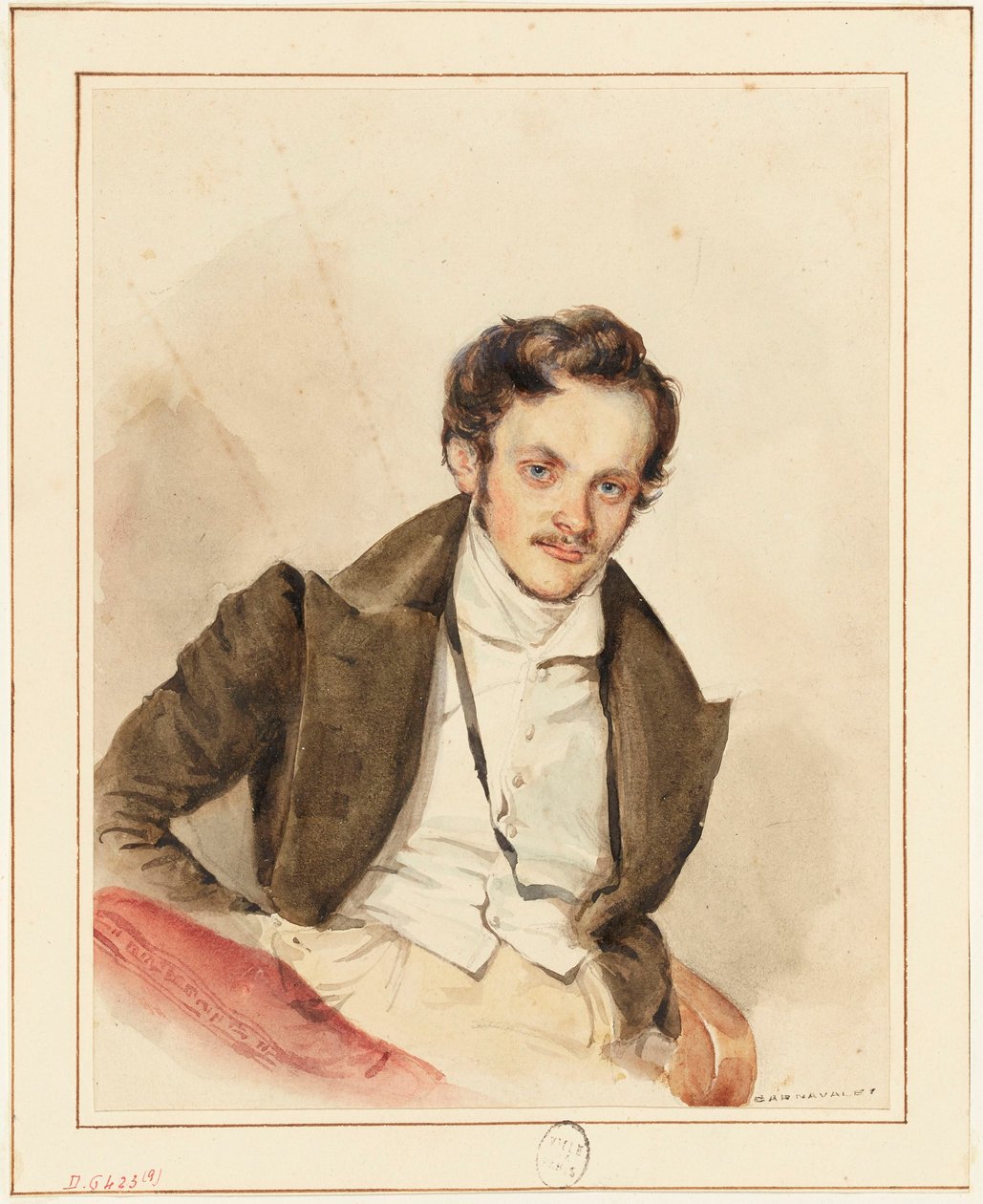 Ystävän muotokuva, luultavasti Guiaud (1811-1876) tekijältä Grandville