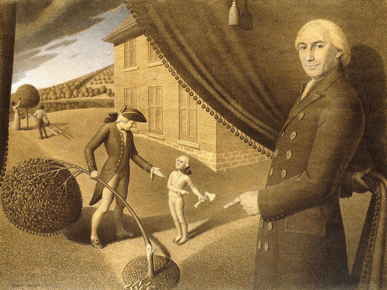 Sarjakuva Parson Weemsille" Fable, 1939 tekijältä Grant Wood