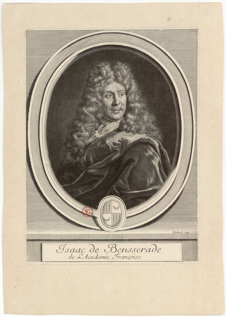 Isaac de Bensserade Académie Françoisen akatemiasta tekijältä Gérard Edelinck