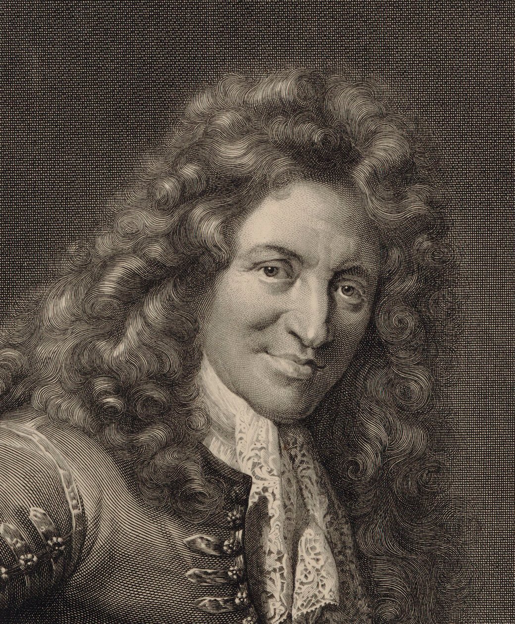 Lutenisti ja säveltäjä Charles Moutonin muotokuva c. 1626-1710, 1690-luku. tekijältä Gérard Edelinck