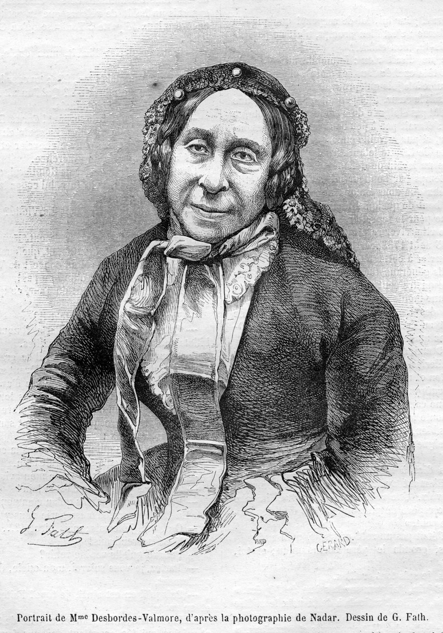 Marceline Desbordes Valmoren muotokuvahauta tekijältä «Gérard» d’après Georges Fath d’après Nadar