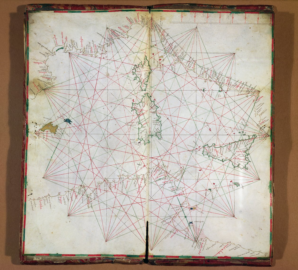 Mapa ng Central Mediterranean (tinta sa parchment)finn tekijältä Grazioso Benincasa