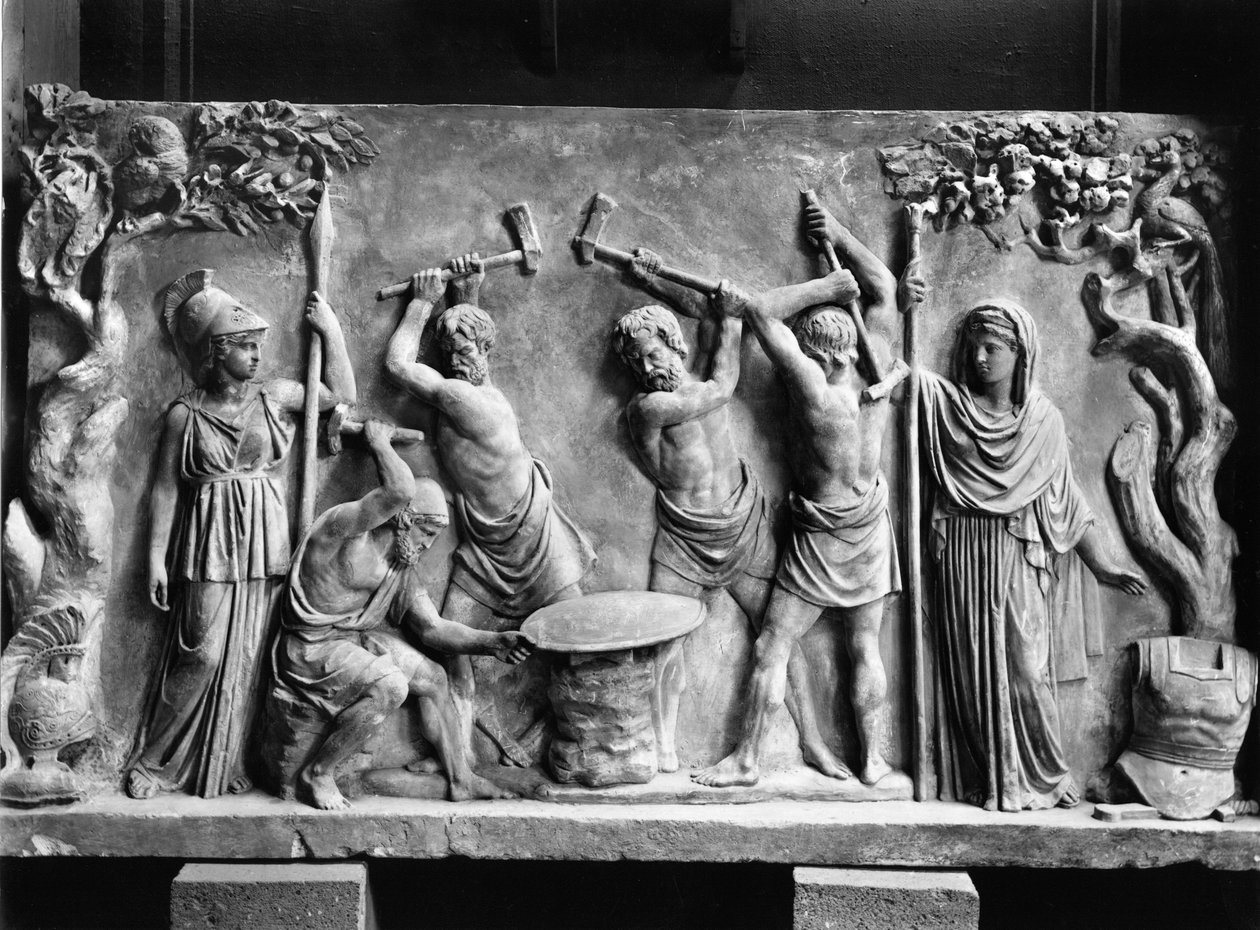 Hephaestus ja Kykloopit takovat Akilleuksen kilpeä (marmori) (mv/w kuva) tekijältä Greco Roman Greco Roman