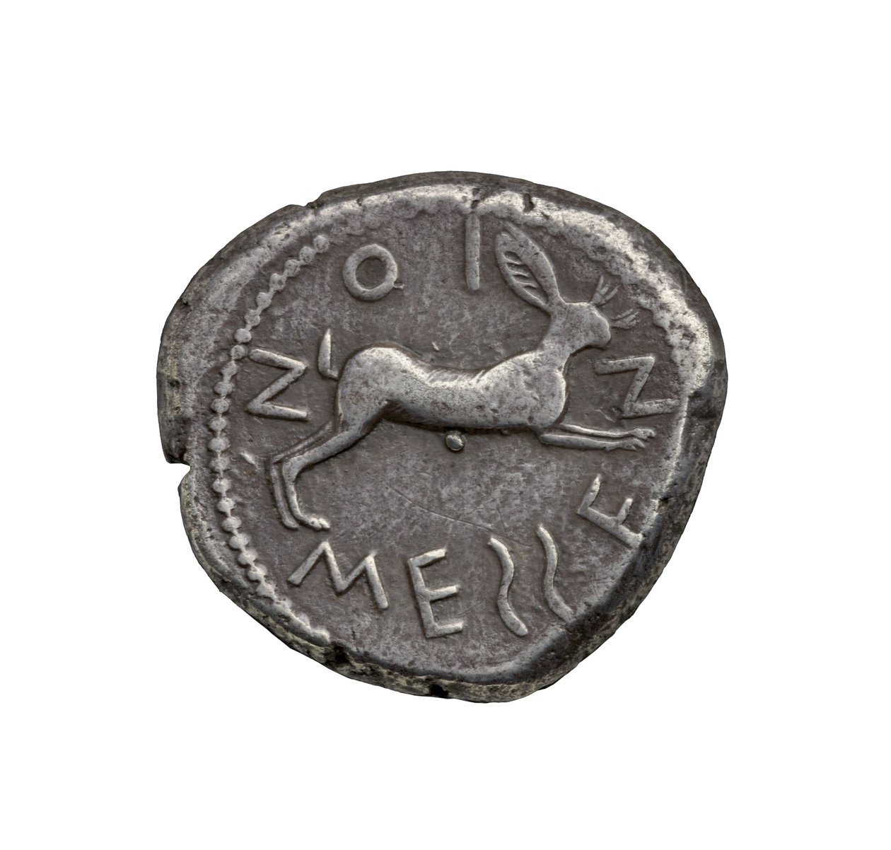 Antiikin Kreikan hopearaha Zankle-Messanasta, 480 eKr. (hopea) tekijältä Greek