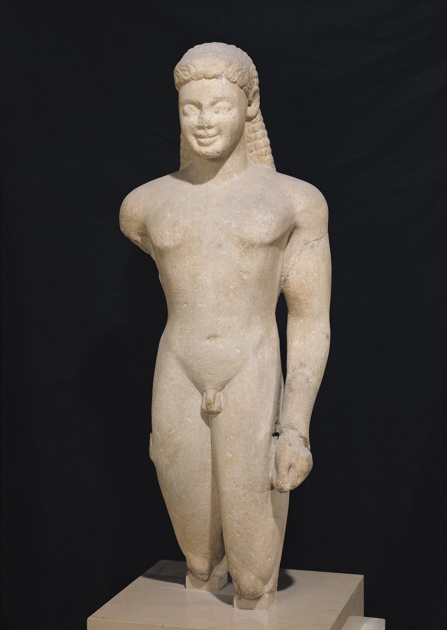 Kouros, Paroksesta, lähellä Asklepioksen pyhäköä, noin 540 eKr. (marmori) (katso myös 98017, 164837-164839) tekijältä Greek