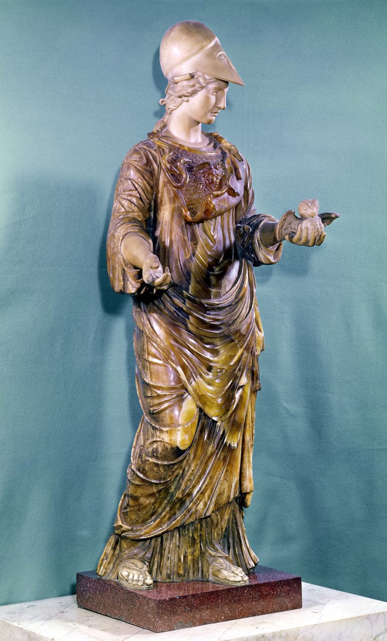 Minerva pöllön kanssa, kopio 500-luvun alkuperäisestä (alabasteri) tekijältä Greek