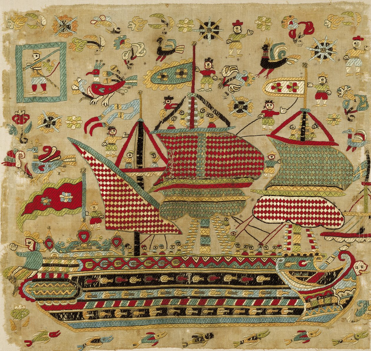 Morsiustyynynpäällinen, Skyros, Sporades Islands (pellava kirjailtu silkkilangoilla) tekijältä Greek School