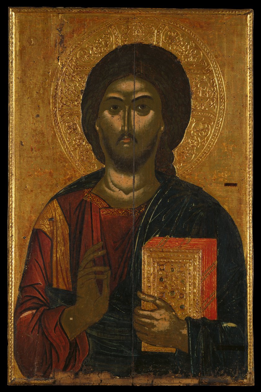 Ikonostaasi-ikoni pyhäkön näytöltä, joka kuvaa Kristus-pantokratoria (munan tempera paneelissa) tekijältä Greek School