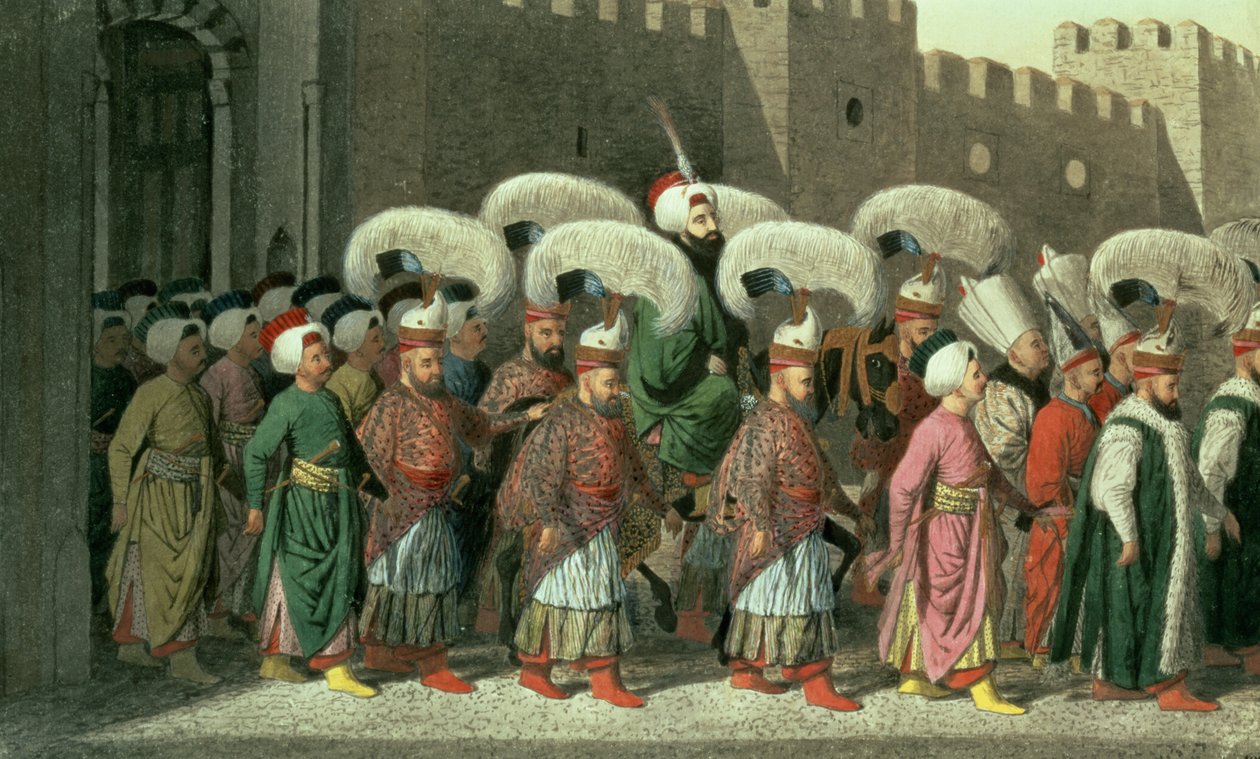 Sulttaani Mahmud II kulkueessa, 1809 tekijältä Greek School