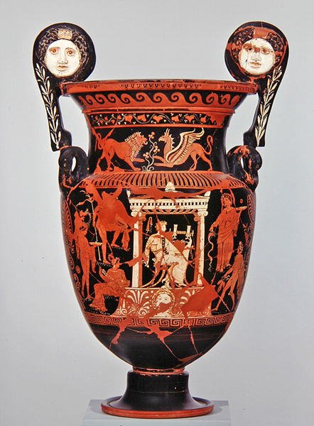 Apulian punahahmoinen voluttikraatteri, n. 375-350 eKr. (keraaminen) tekijältä Greek