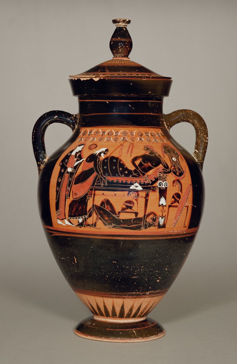 Belly Amphora, joka kuvaa Priamust ja Akhilleusta, noin 550 eKr. (keraaminen) (katso myös 288279, 293742 ja 307550) tekijältä Greek
