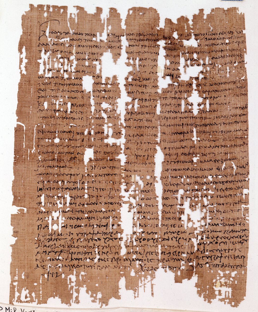 Kreikkalainen laillinen papyrus, päivätty 26. heinäkuuta 118 jKr.: maan jako vuokralaisten kesken. tekijältä Greek