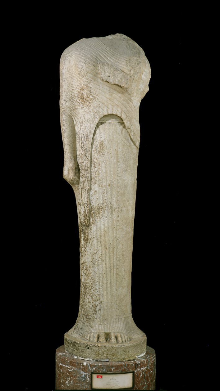 Cheramyesin Heralle omistama Kore-hahmo Heran pyhäköstä, Samoksesta, noin 570-560 eKr. (marmori) (katso myös 164882-164683) tekijältä Greek