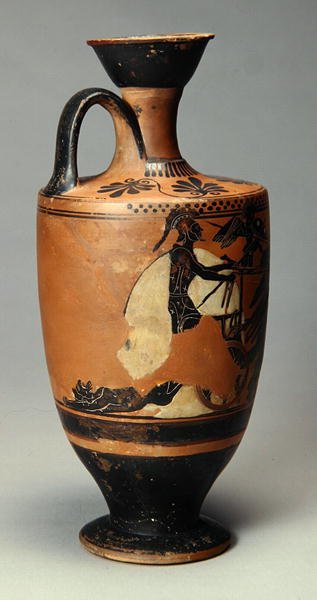 Lekythos Akhilleuksen ja Hektorin ruumiin kanssa, Ateena, 510-500 eKr. (keraaminen) tekijältä Greek