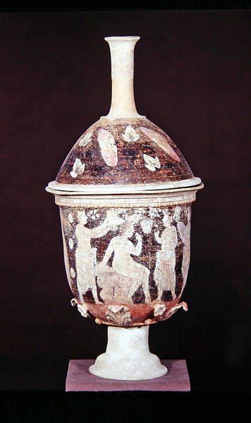 Pyxis ja kansi, n. 200-180 eaa. (keramiikka). tekijältä Greek
