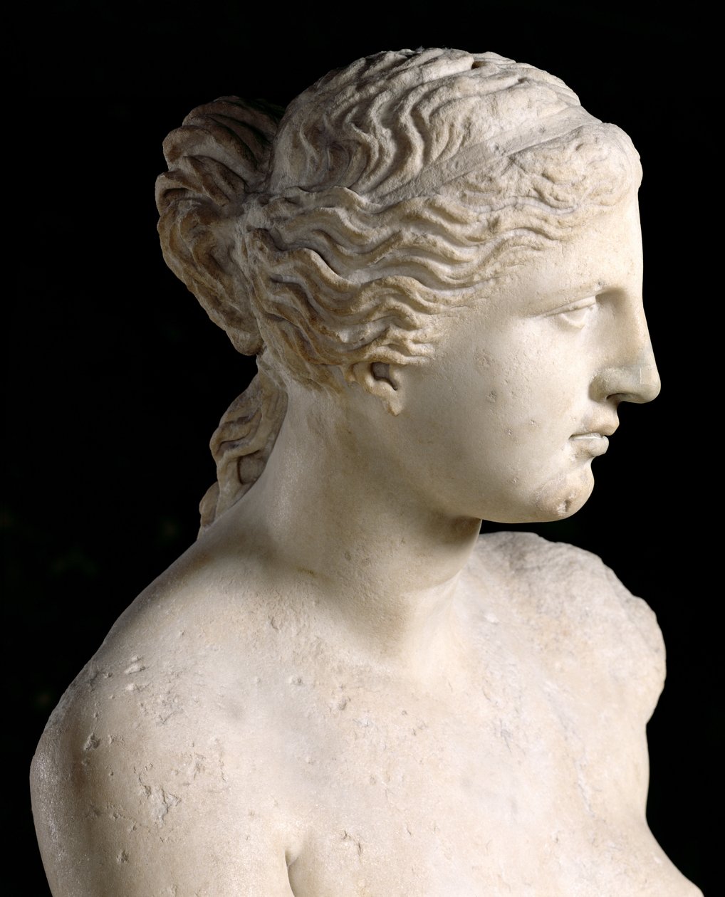 Venus de Milo, pään yksityiskohta, hellenistinen aika, noin 100 eKr marmoria tekijältä Greek