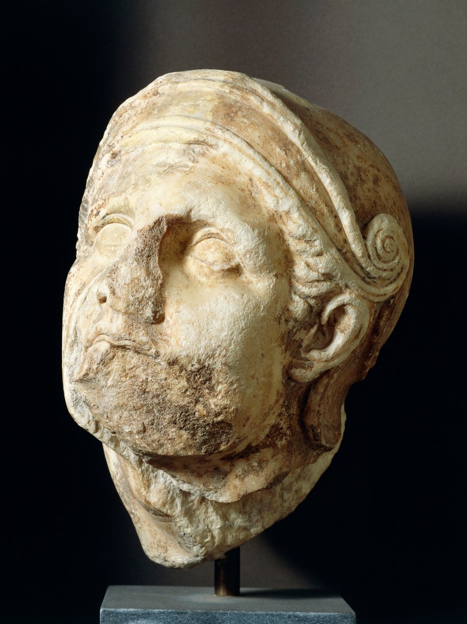 Skopasin (340-420 eKr.) soturipää Athena Alea -temppelin edestä Tegeassa, 4. vuosisadalla eKr. (kuva) tekijältä Greek