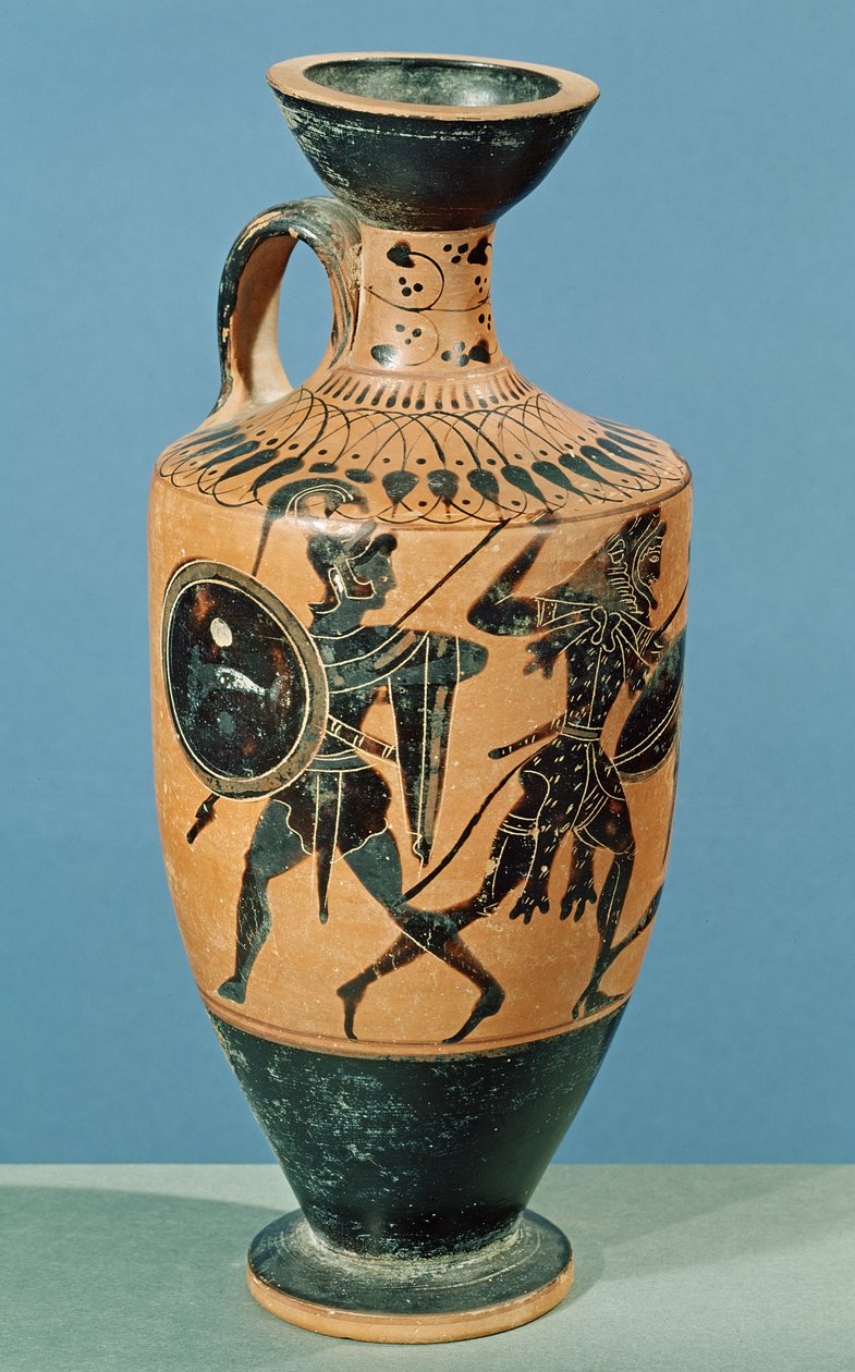 Attic Style Lekythos, joka kuvaa Herkules ja amatsonit (keraaminen) tekijältä Greek School