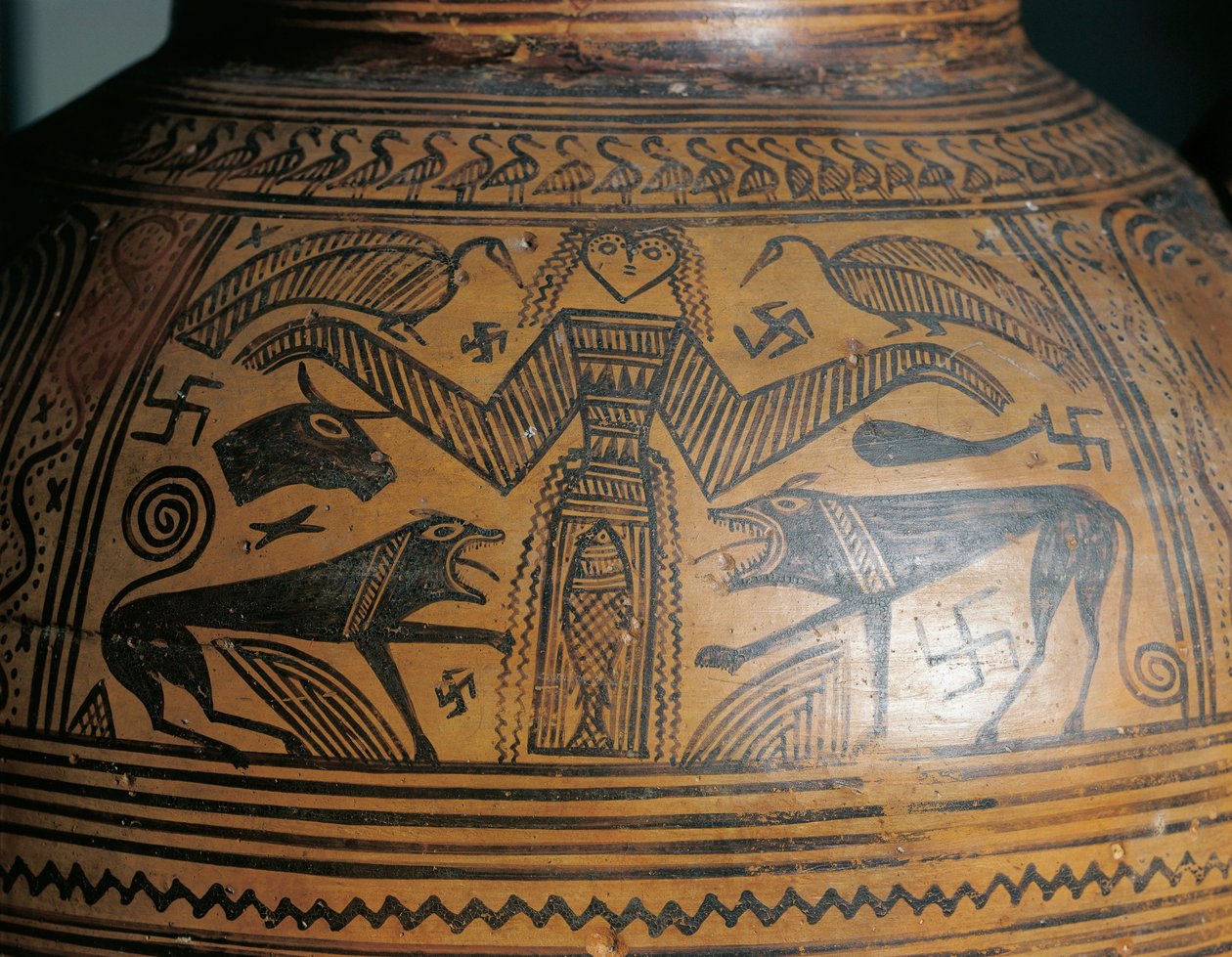 Kreikkalainen sivilisaatio, boiotilainen amfora, Thebasta, yksityiskohta tekijältä Greek School