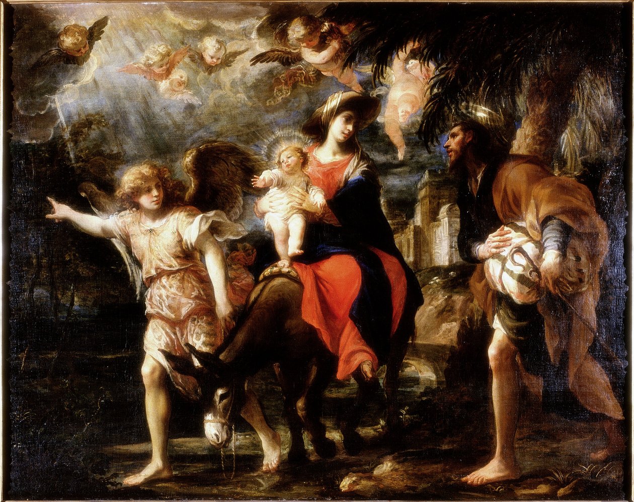 Lento Egyptiin, noin 1680-1700 tekijältä Gregorio De Ferrari