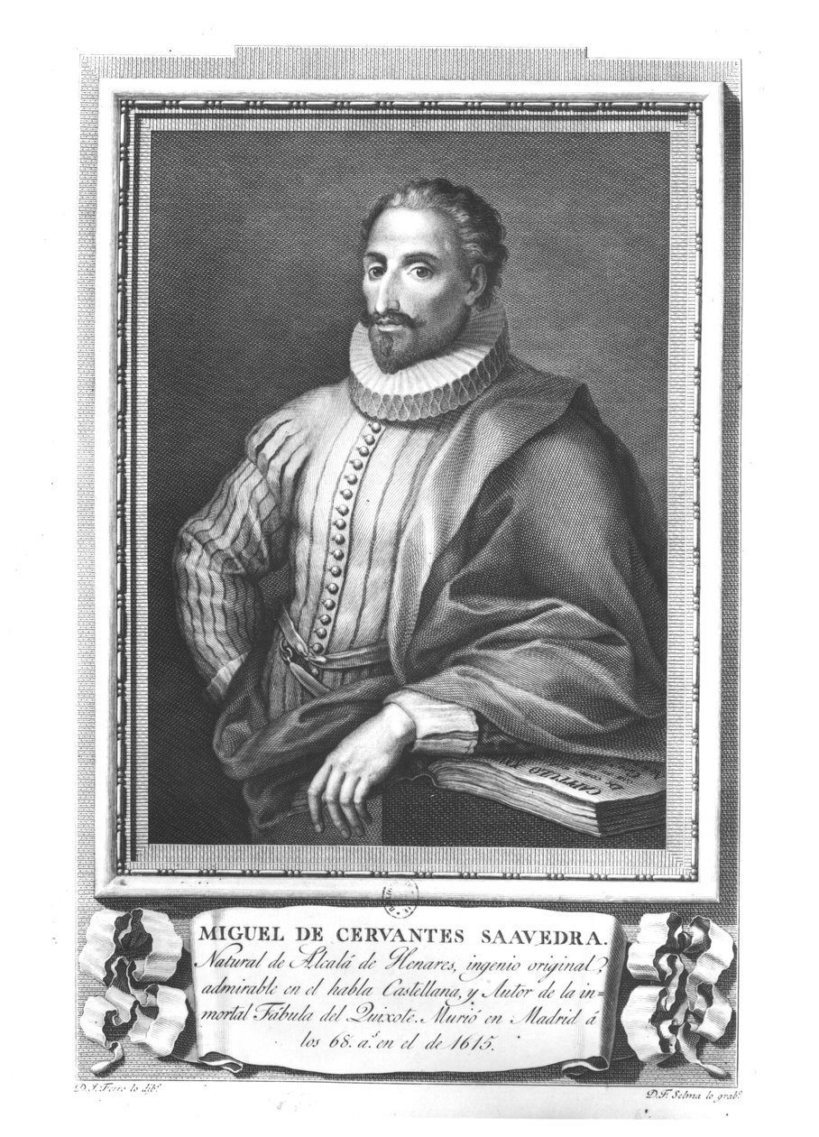 Fernando Selman (1752-1810) kaivertama Miguel de Cervantes Saavedran (1547-1616) muotokuva tekijältä Gregorio Ferro
