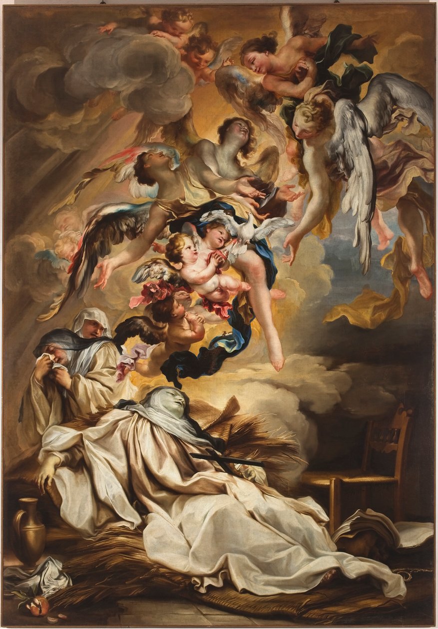 St. Scholastican kuolema, n. 1700 tekijältä Gregorio De Ferrari