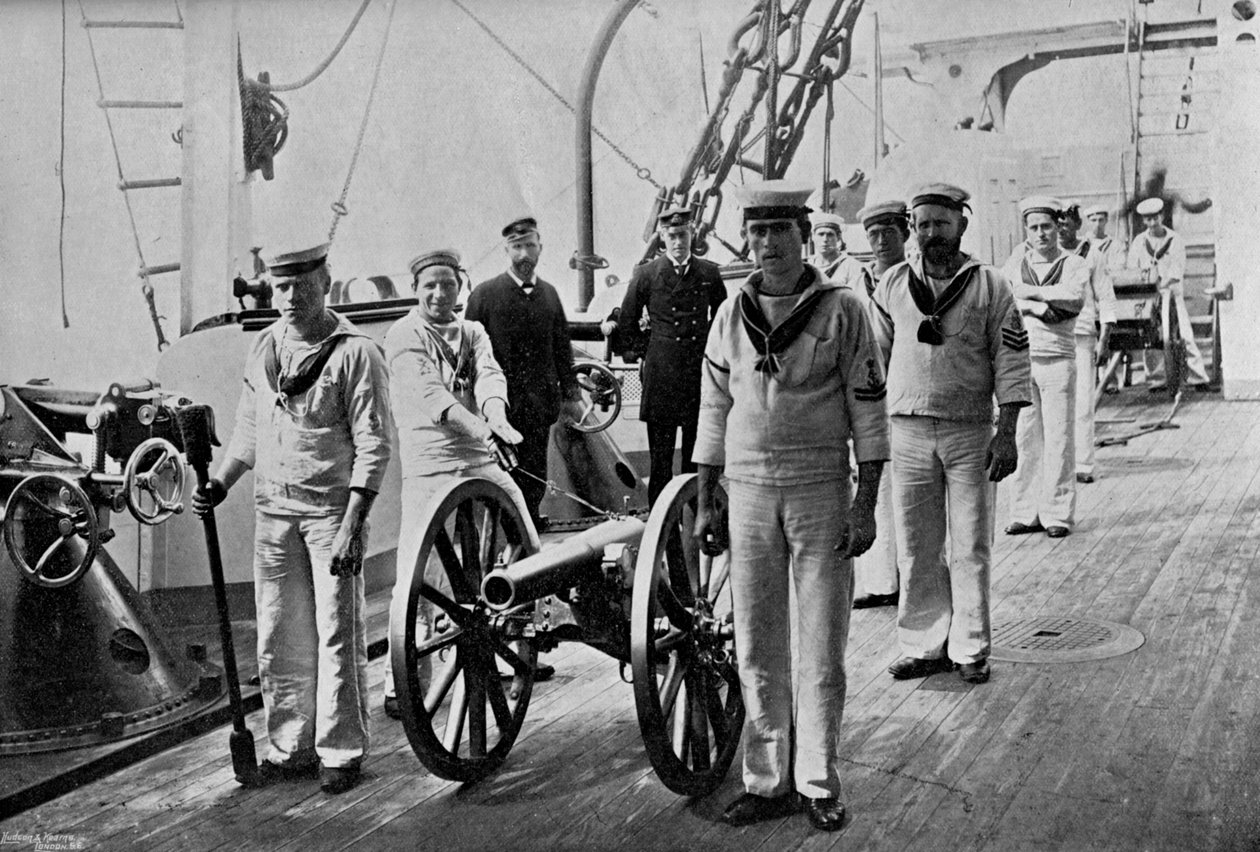 Poraa kevyellä aseella HMS Camperdownissa, 1895 tekijältä Gregory and Co