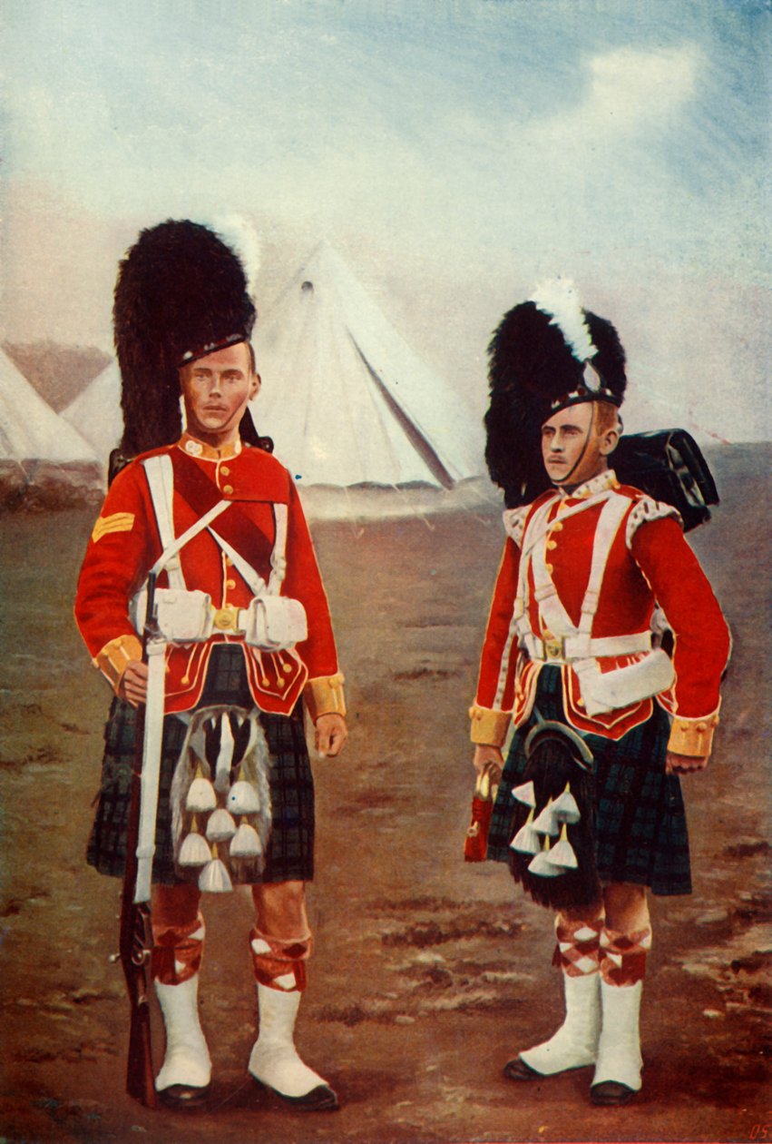 Kersantti ja Bugler, 1. Argyll ja Sutherland Highlanders, 1900. tekijältä Gregory and Co