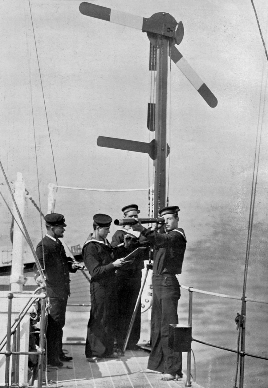 Signalointi semaforilla HMS Camperdownissa, 1895 tekijältä Gregory and Co