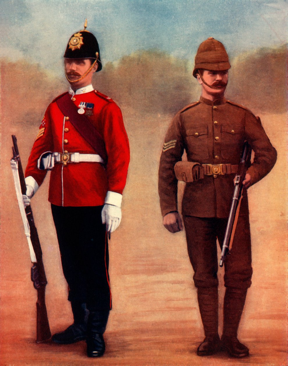 "West Yorkshiren rykmentin värikersantti ja Yorkshiren rykmentin kersantti", 1900. tekijältä Gregory and Co
